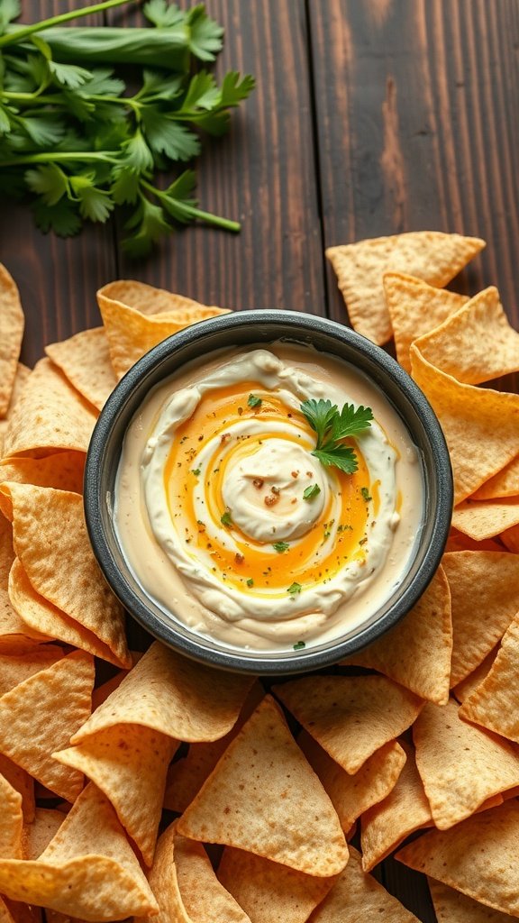 Buffalo Chicken Ranch Dip served with tortilla chips