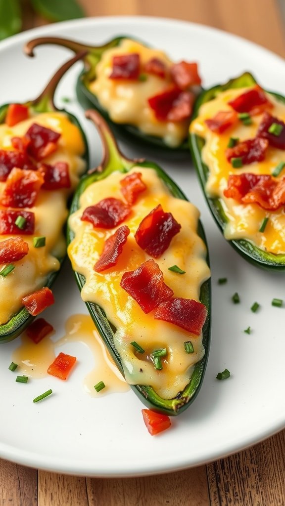 Cheesy bacon stuffed jalapenos on a plate