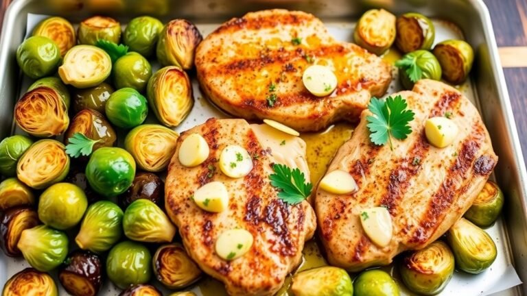 Ranch-Rubbed Pork Chops with Roasted Brussels Sprouts Sheet Pan Meal