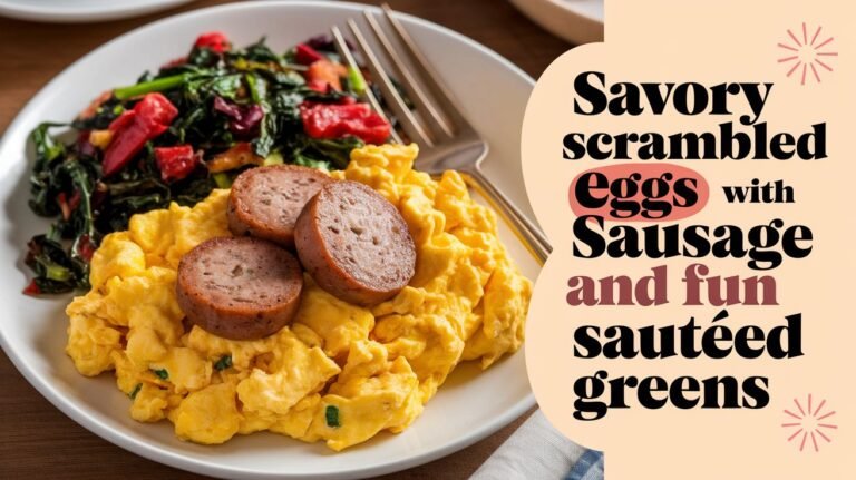 Savory Scrambled Eggs with Sausage and Sautéed Greens