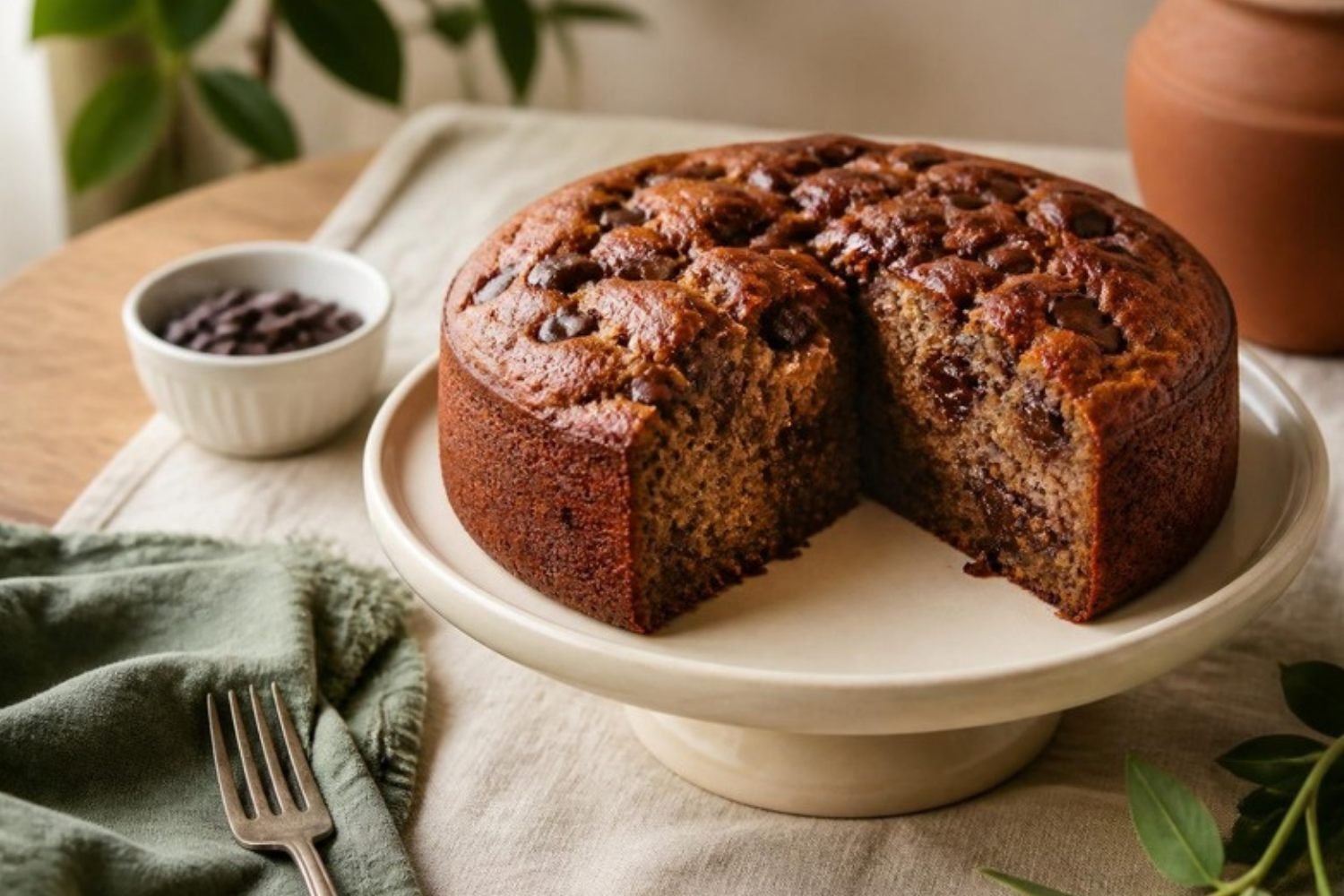 Instant Pot Banana Bread Cake with Chocolate Chips