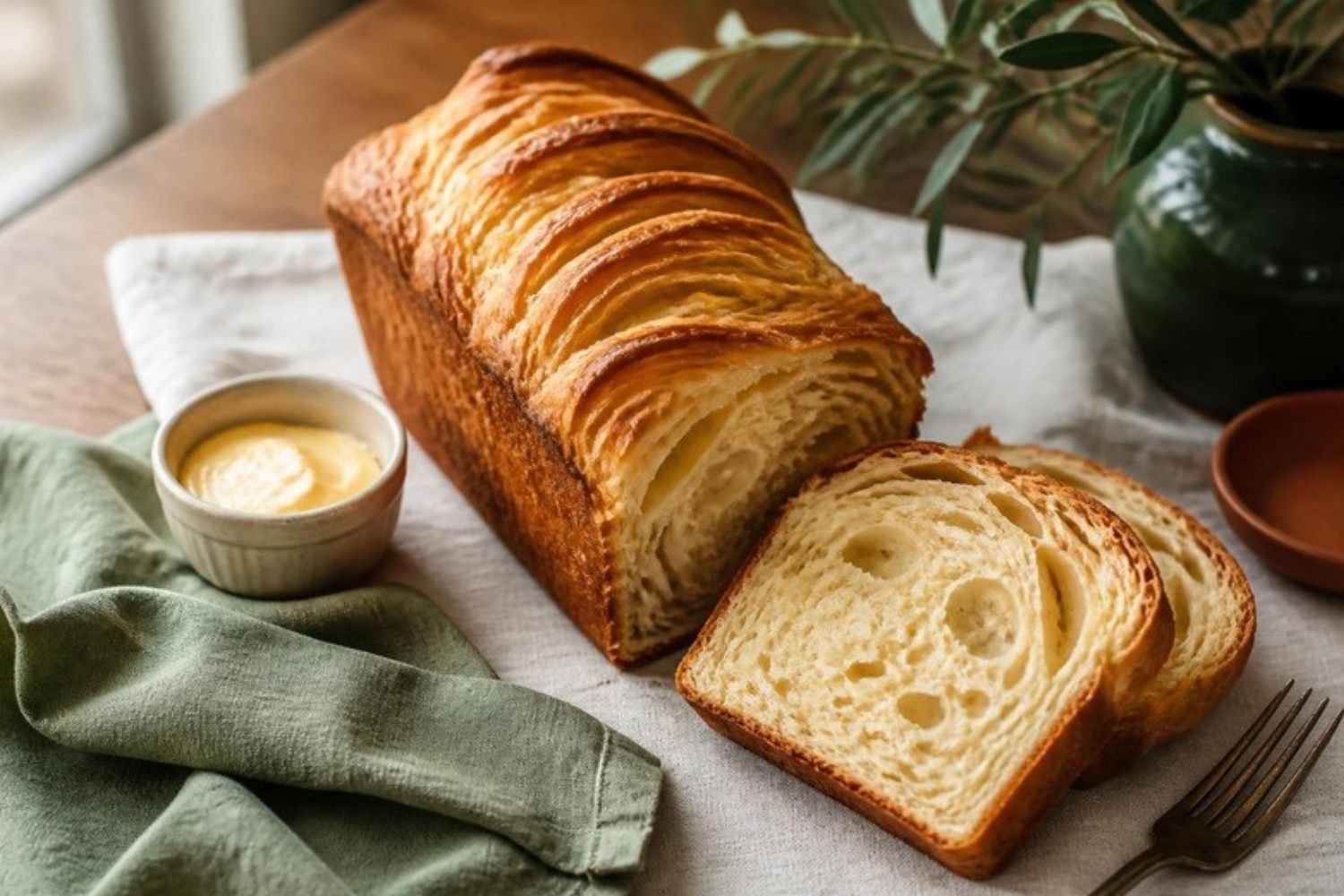 Lazy Sourdough Croissant Loaf (With Shaved Frozen Butter)
