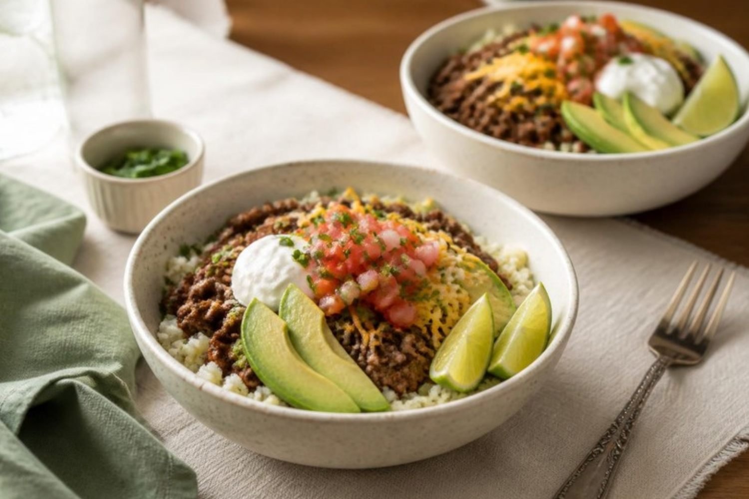 Savory Low-Carb Beef Taco Bowls with Cauliflower Rice