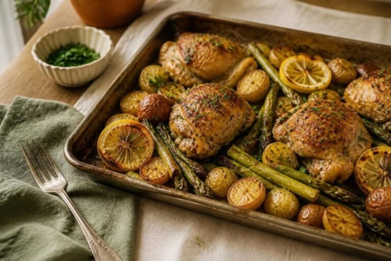 Sheet Pan Lemon-Herb Chicken with Baby Potatoes & Asparagus