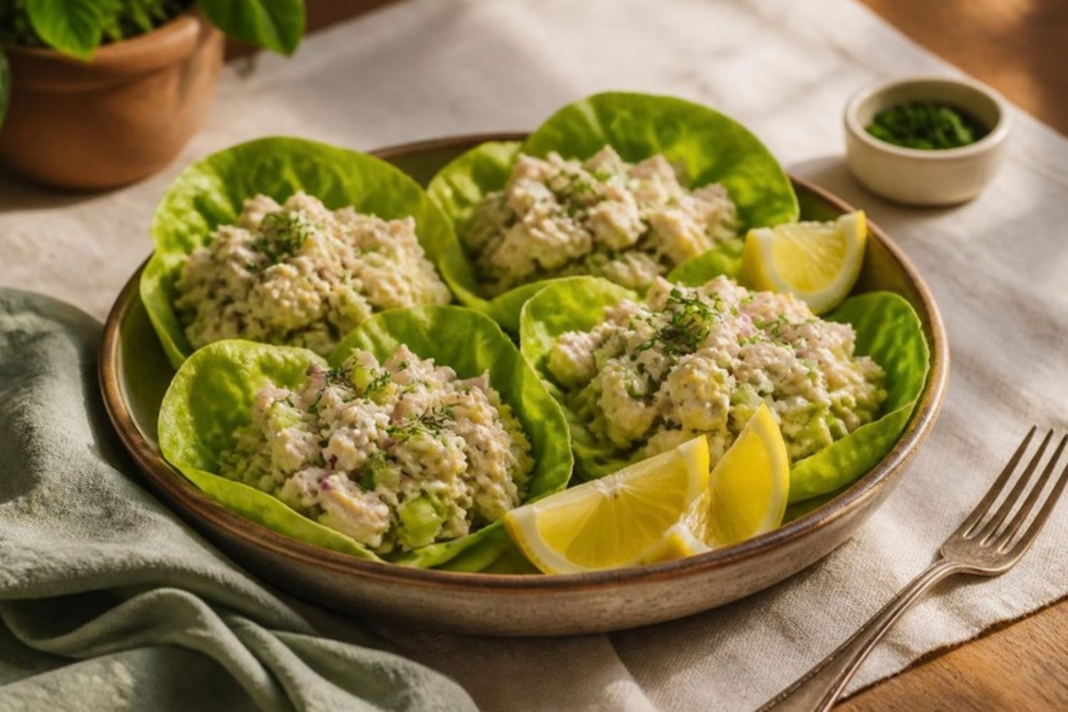 Zesty Chicken Salad Lettuce Wraps