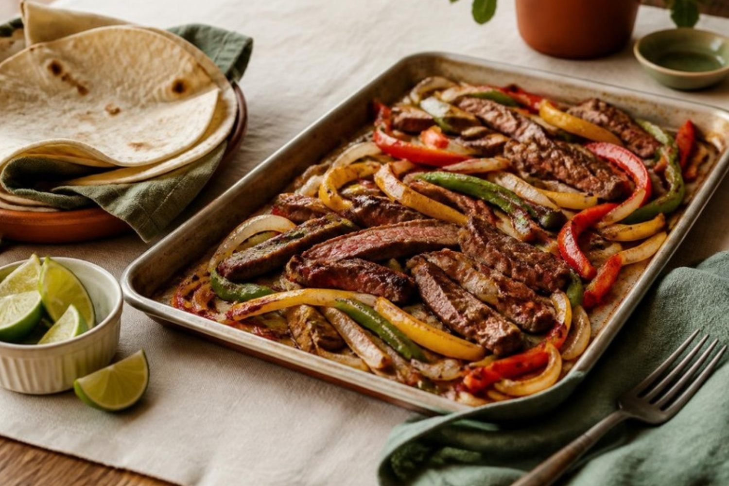 Zesty Sheet Pan Steak Fajitas Recipe